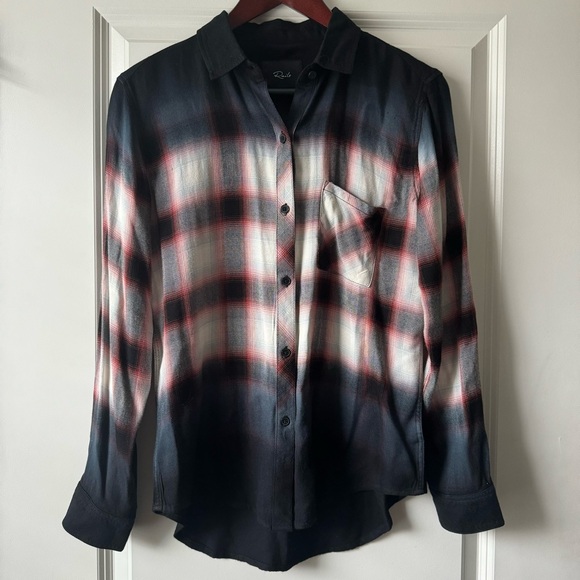 Rails Hunter Button Up in Ivory Smoke Dip Dye - Picture 2 of 10